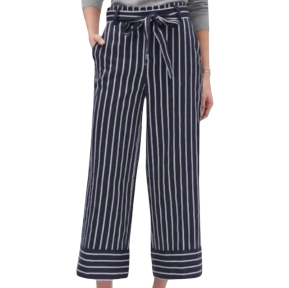 Banana Republic blue White and Red Striped Gaucho Wide Leg Cropped Pants Size 6